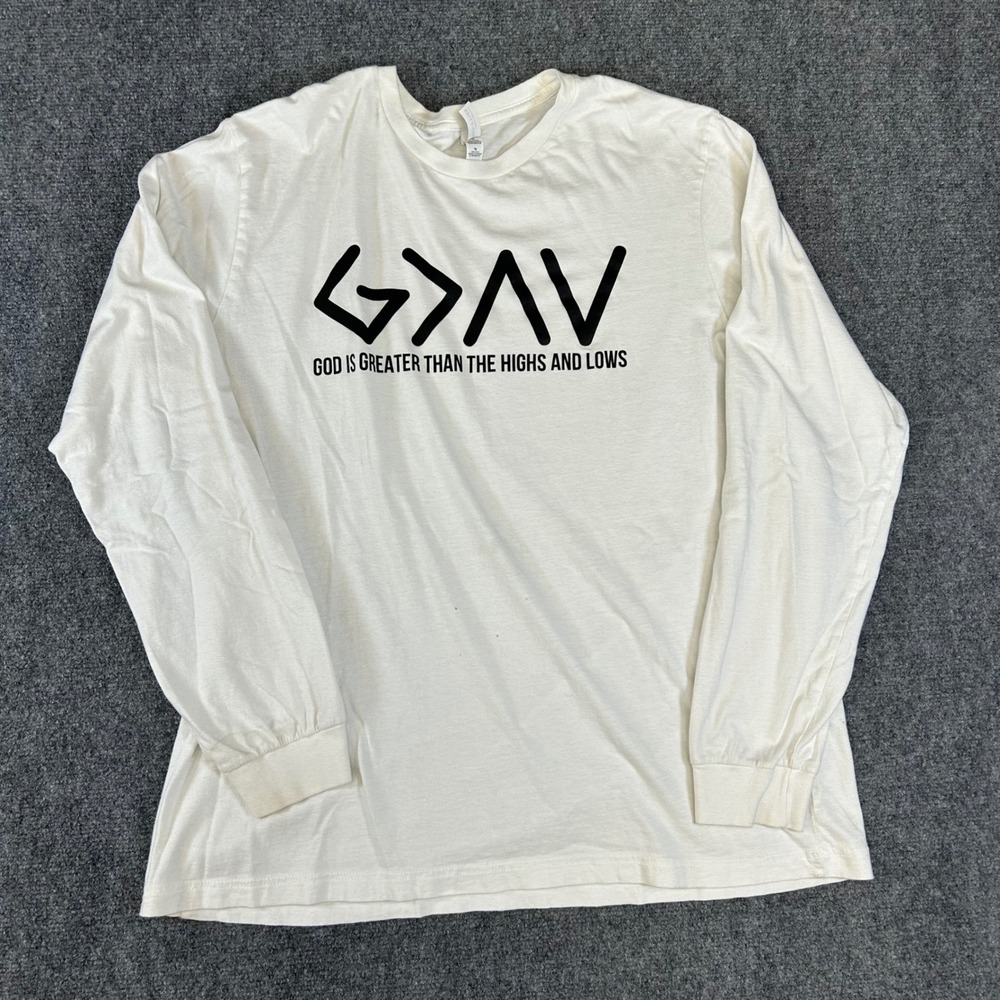 Bella Canvas Mens XL God Is Greater Than The Highs And Lows Long Sleeve Tee